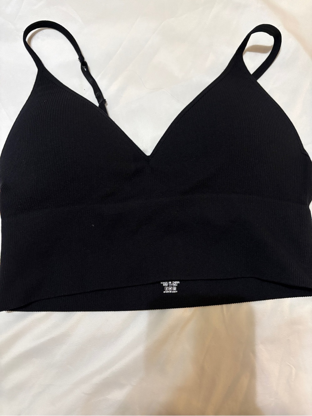 Black Ribbed V-Neck Bralette